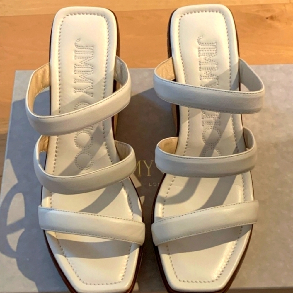 USED Like New Jimmy Choo Women's White Strappy Sandals - Picture 3 of 9